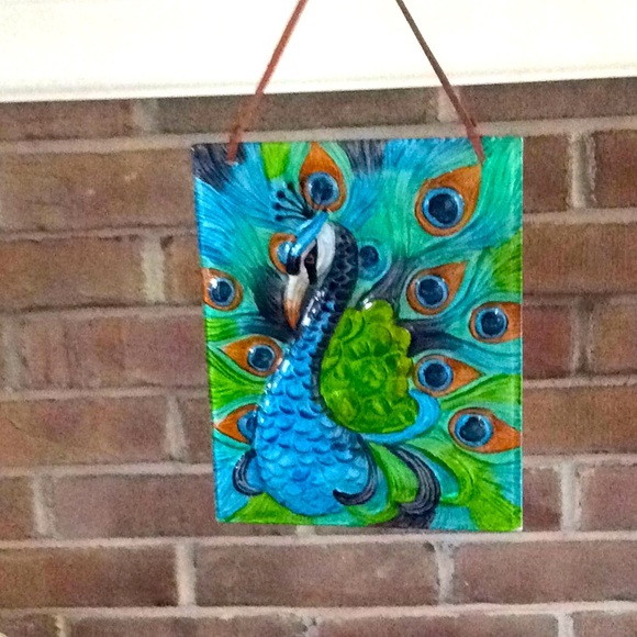 NWT Peacock Glass Sun Catcher Classic in/outside. - Picture 2 of 7